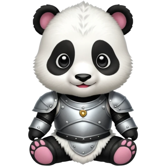 baby panda in armor, full body, smile emoji