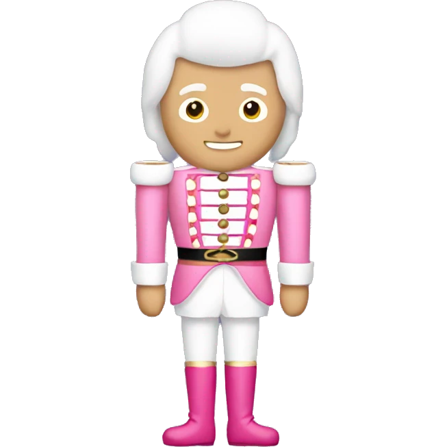 Pink nutcracker with white hair full body emoji
