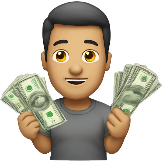 Ganancias con dinero cayendo emoji