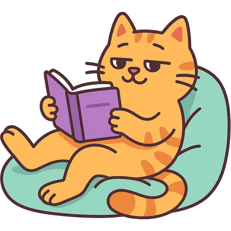 cat reading a book, lazy weekend emoji