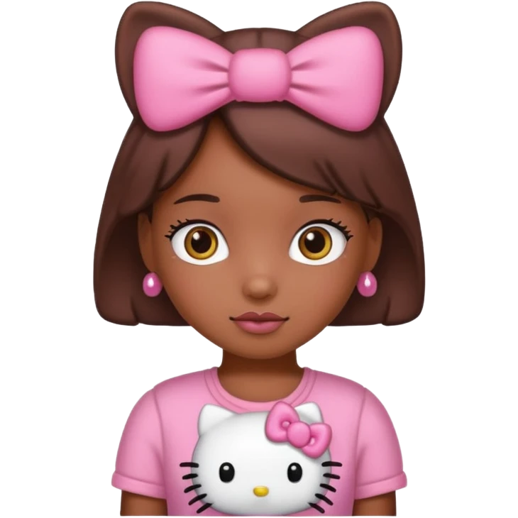 Brown skinned girl wearing pink hello kitty clothes  emoji