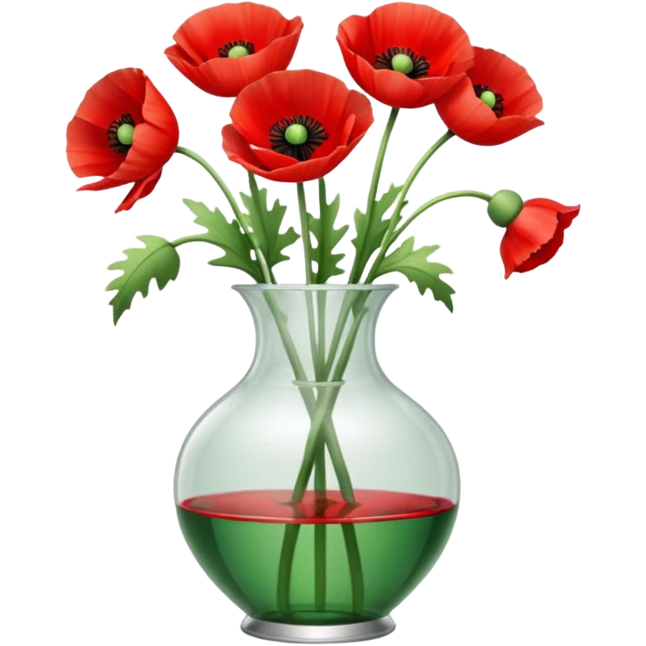 poppy flowers in a clear vase emoji