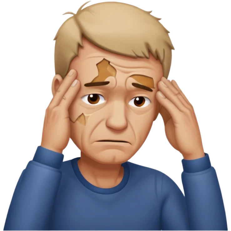 Emoji of a person 🧍‍♂️ looks down with his head and put his hand on his forehead but not just put his and make it look like he smashed that on his forehead emoji