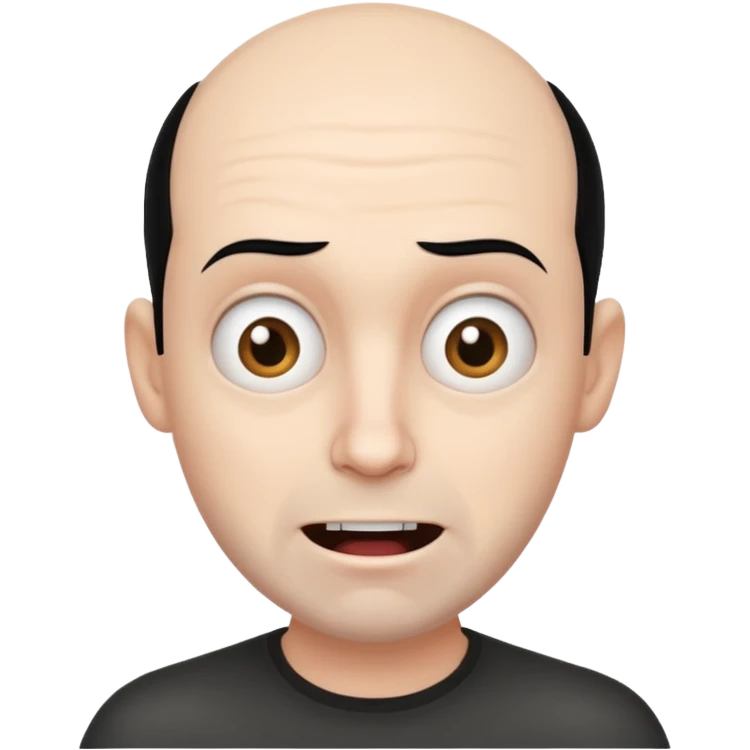 A balding person whos crazy and canadian and has black hair and is white emoji