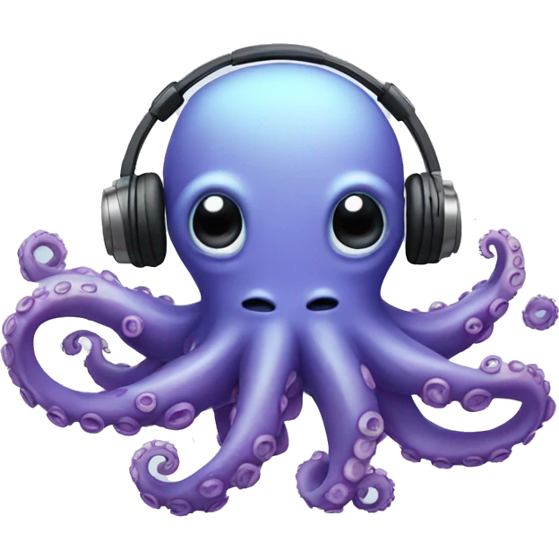 Cute Octopus with headphones on emoji