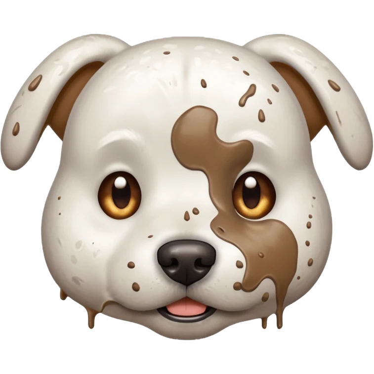 very muddy and dirty white dog face  emoji