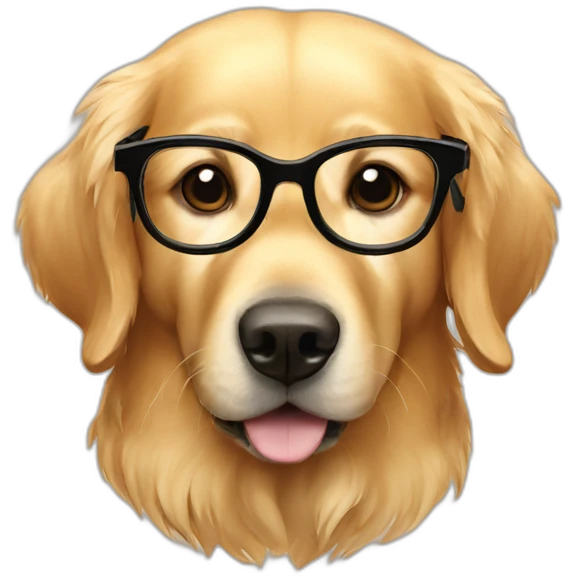 Golden retriever with glasses emoji
