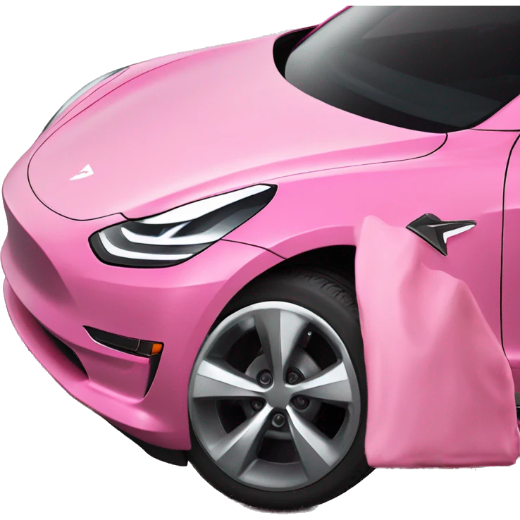 Pink Tesla model 3 side close up emoji
