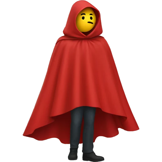 red cape floating from the side without hood. No body or face. emoji