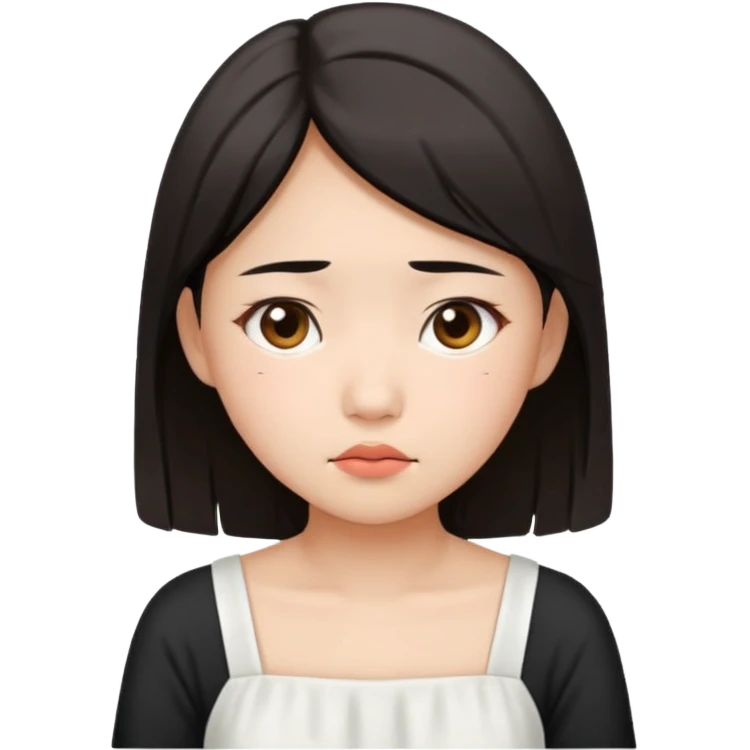 asian girl tired face white dress emoji