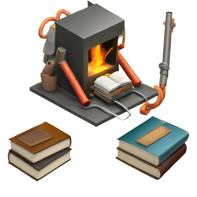 isometric thicks BOOKs with welder, leather emoji