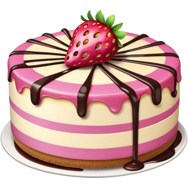 Pink Strawberry Cheesecake With Chocolate Syrup  emoji