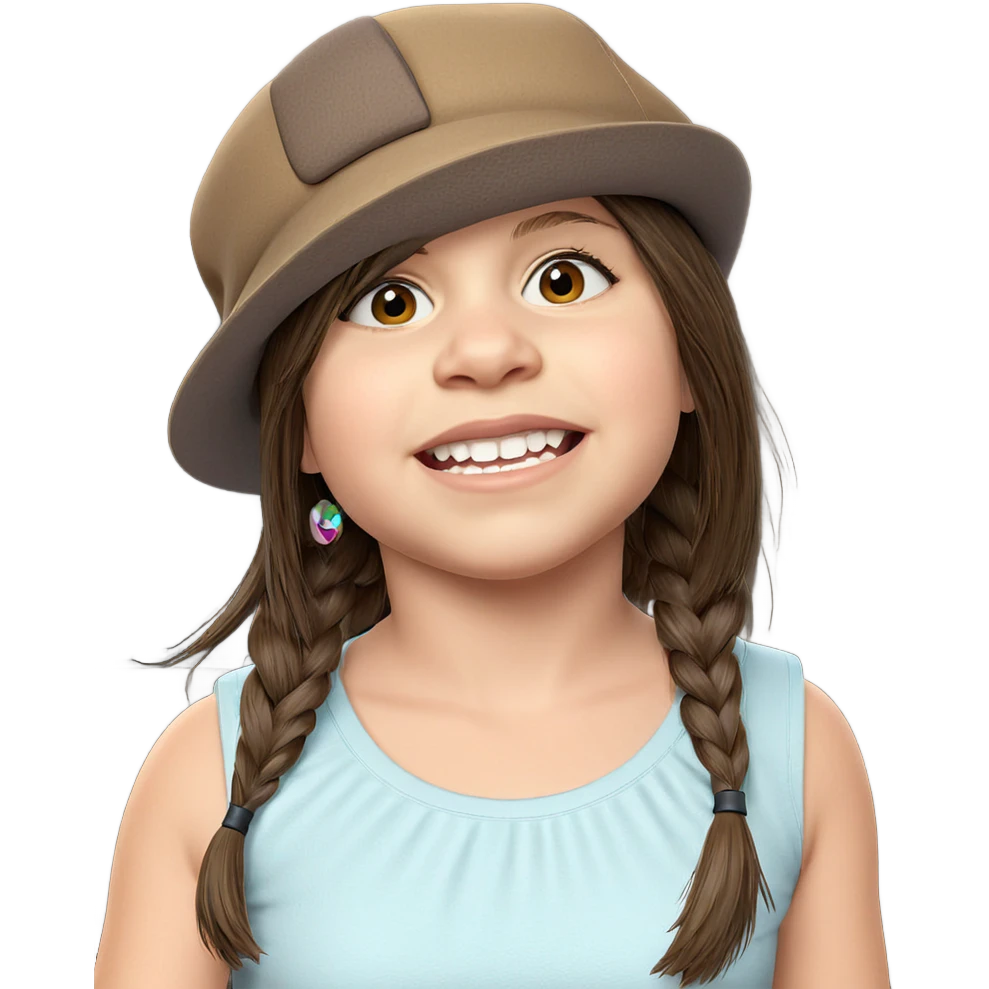 girl with brown hair hat emoji