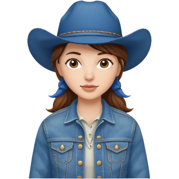 Cowgirl with denim jacket and blue hat emoji