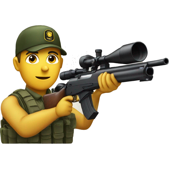 shotgun with scope held by a private on the army emoji