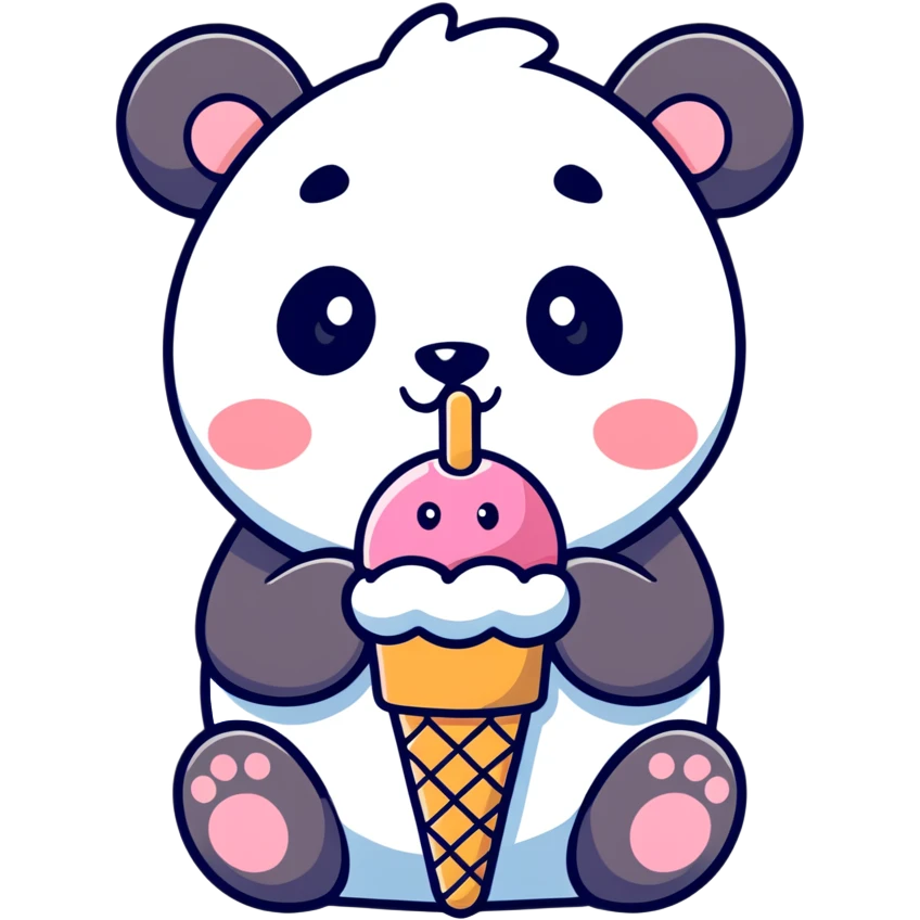 Panda eating ice cream emoji