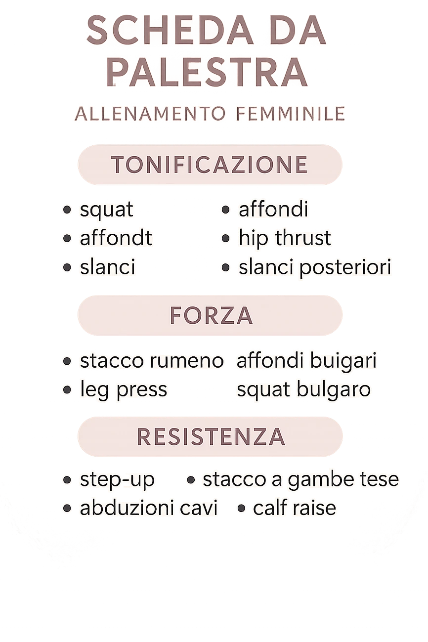 Scheda da palestra su sfondo isolato senza sfondo in italiano specifica per allenamento al femminile emoji