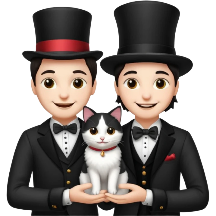 magician couple and their pet cat emoji