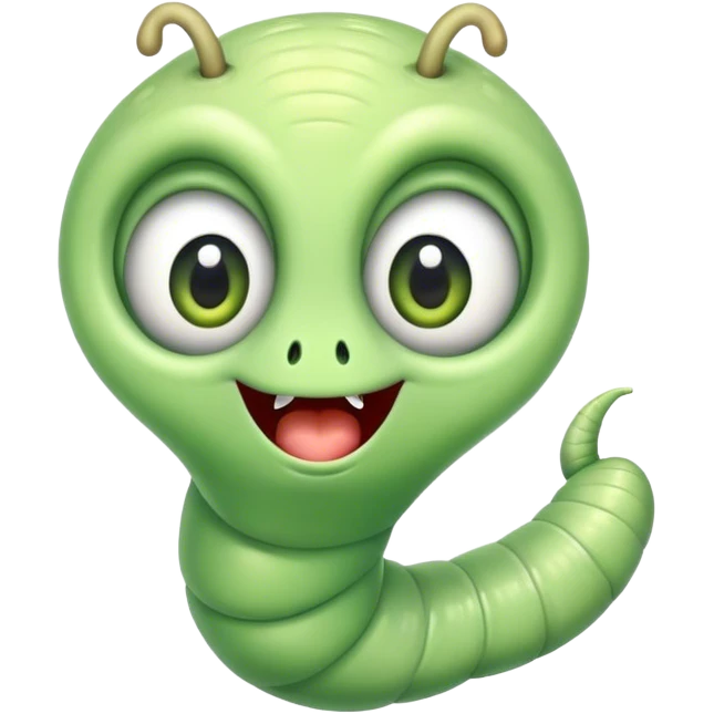 Excited worm with big eyes emoji