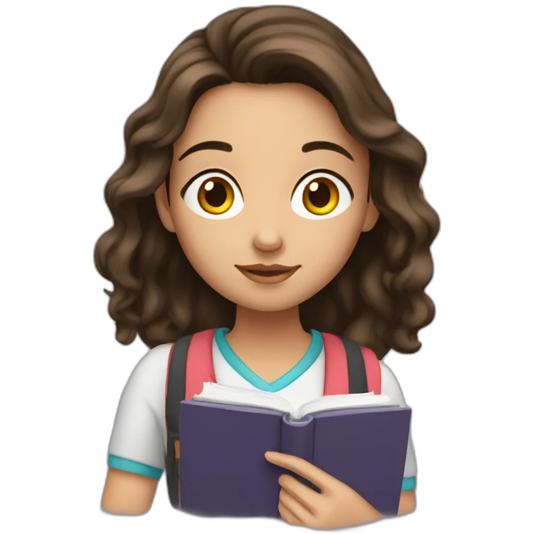Teenage brunette Girl studying emoji