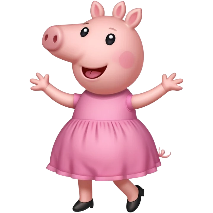 Peppa Pig with a big smile, dancing the Griddy emoji