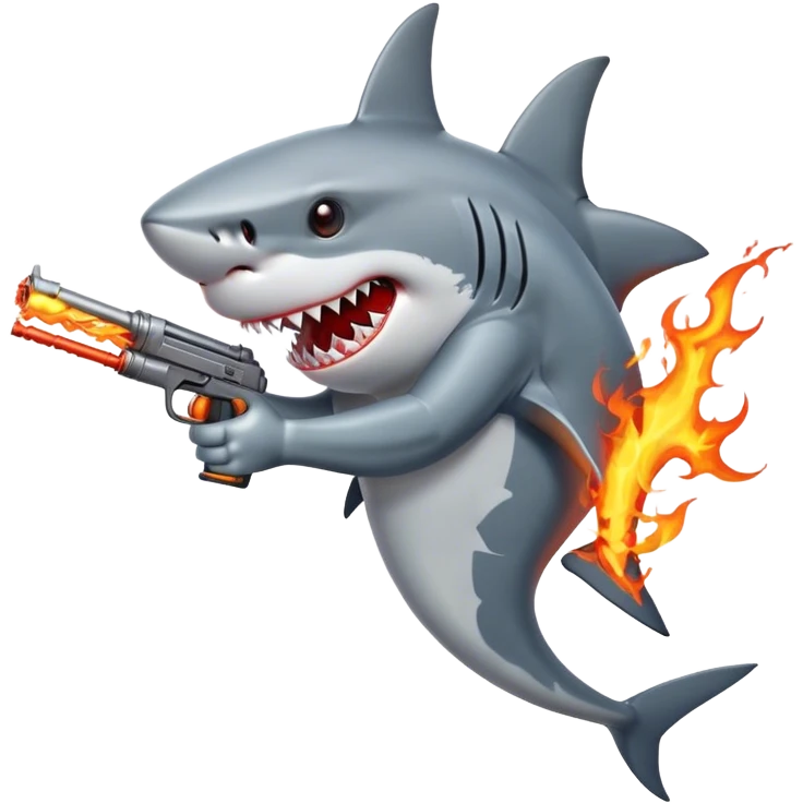 shark with fire guns in hands emoji