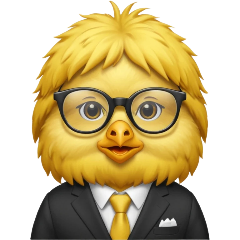 chick animal with glasses, wearing suit emoji