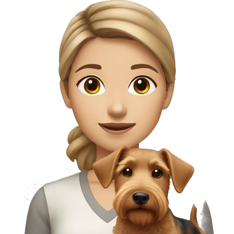 Light brown hair girl with beige welsh terrier emoji