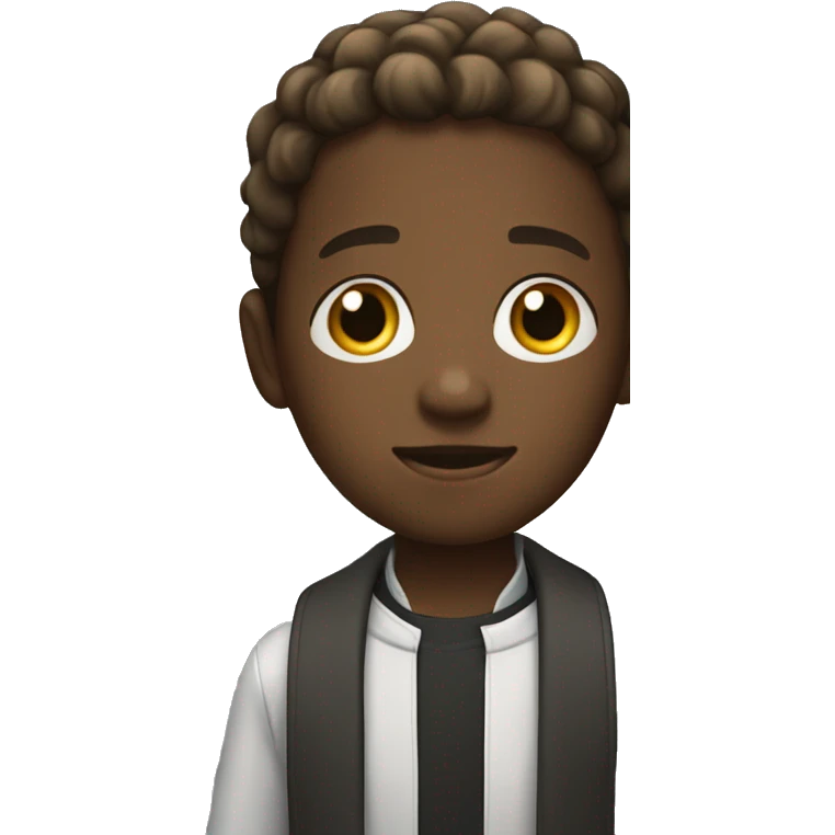 young black boy and a church behing him emoji