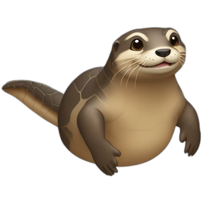 Une loutre sur une tortue emoji