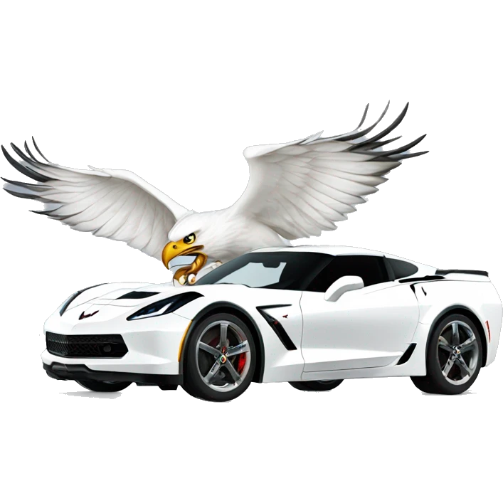 White corvette with eagles  emoji