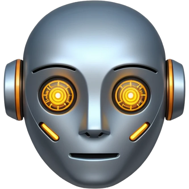 friendly robot face with digital elements emoji