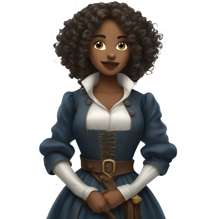 Three musketeers dark women curly long hair emoji