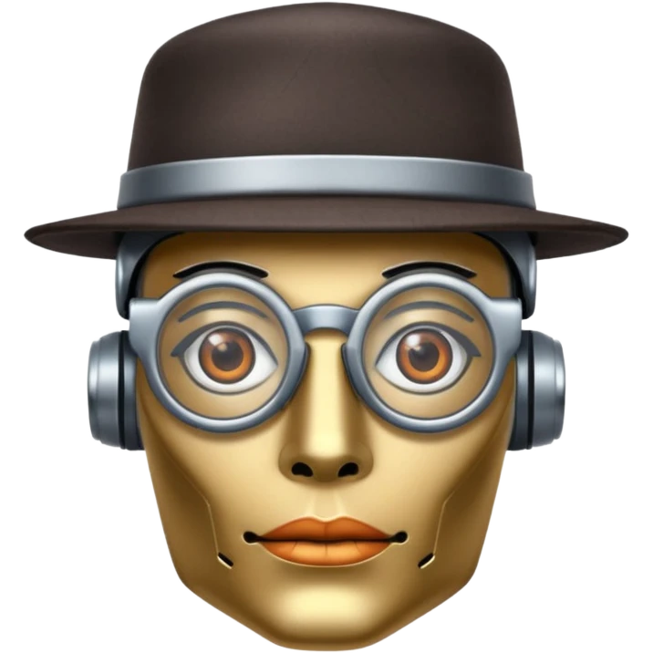 glasses robot with hat and tattoo emoji