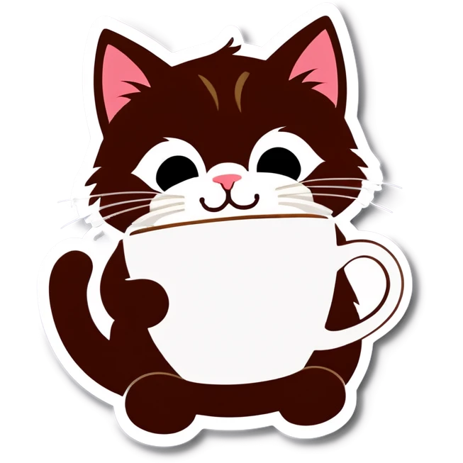 Cat with coffee emoji