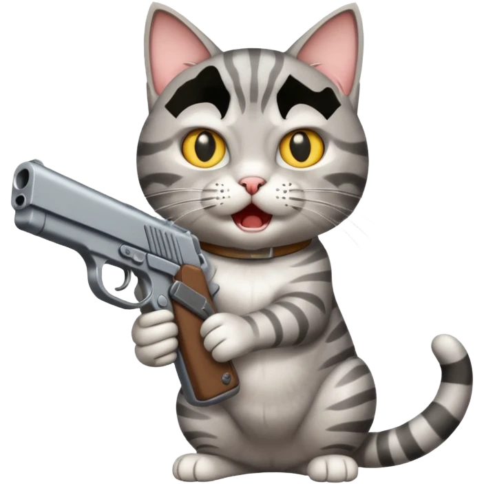 A cat holding a gun yelling "INTERVENE!" emoji