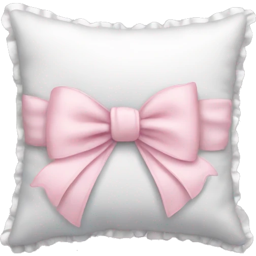 White ruffled pillow with light pink bow emoji