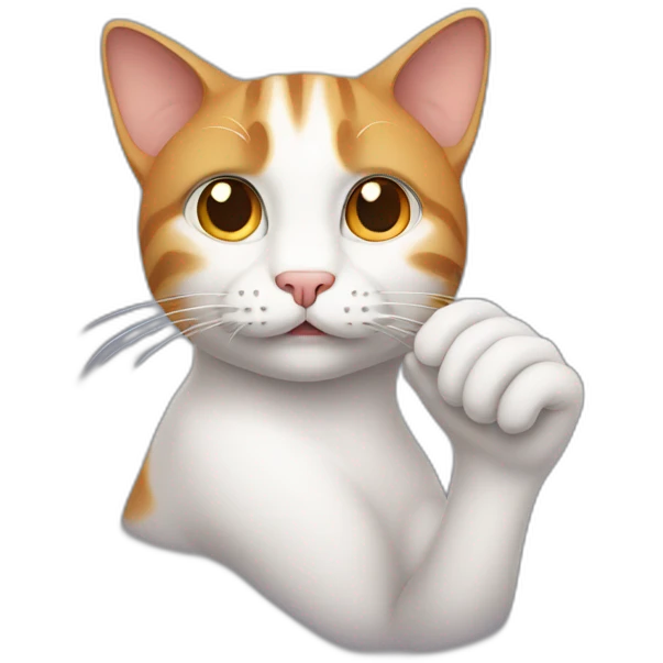 Cat thinking with hand emoji