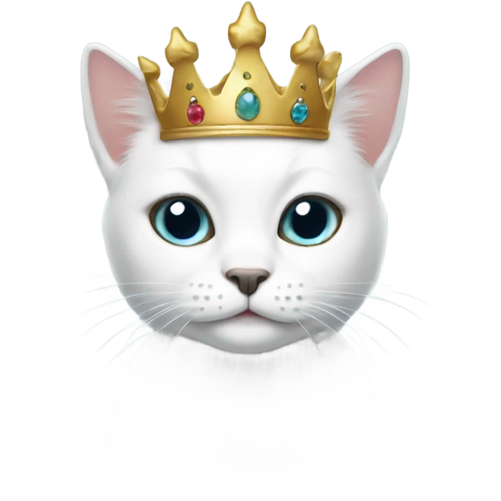 White cat black spots wearing crown emoji