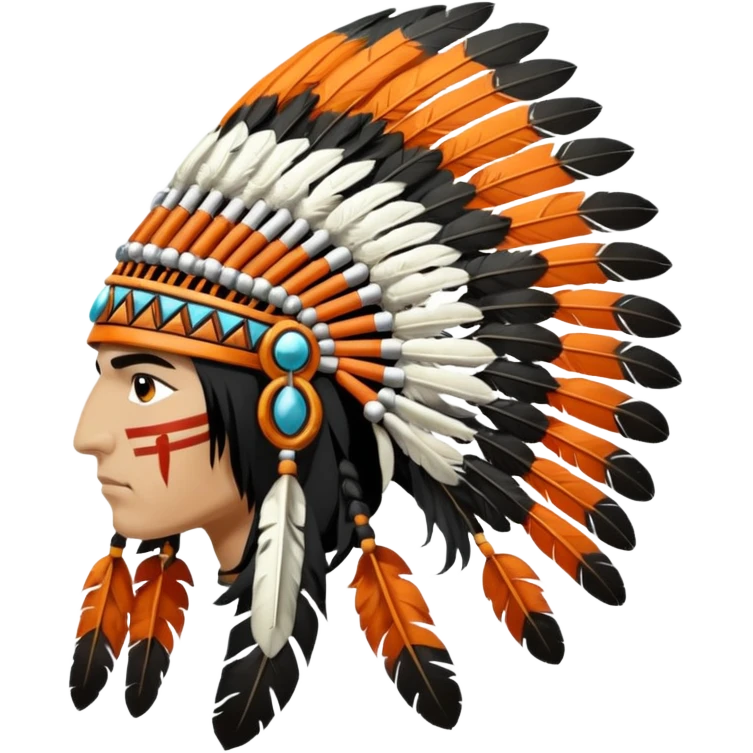 Orange black and white Native American warrior head dress emoji