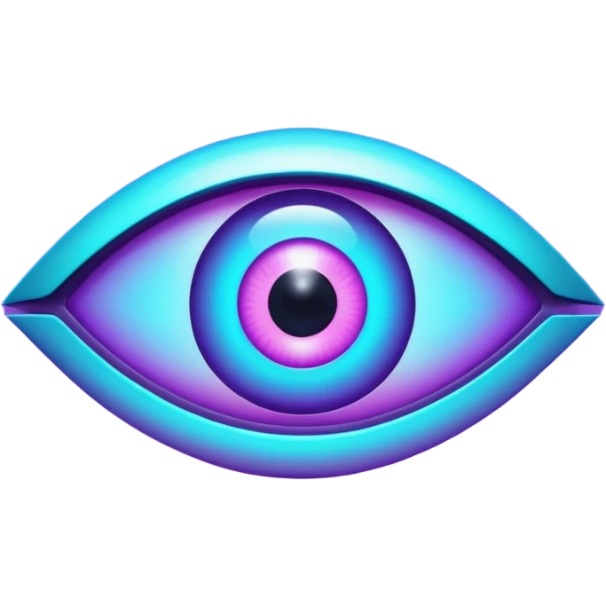 futuristic minimalistic glowing eye symbol, purple and cyan gradient glow, representing vision and future, dark background, 1:1 aspect ratio, no face emoji