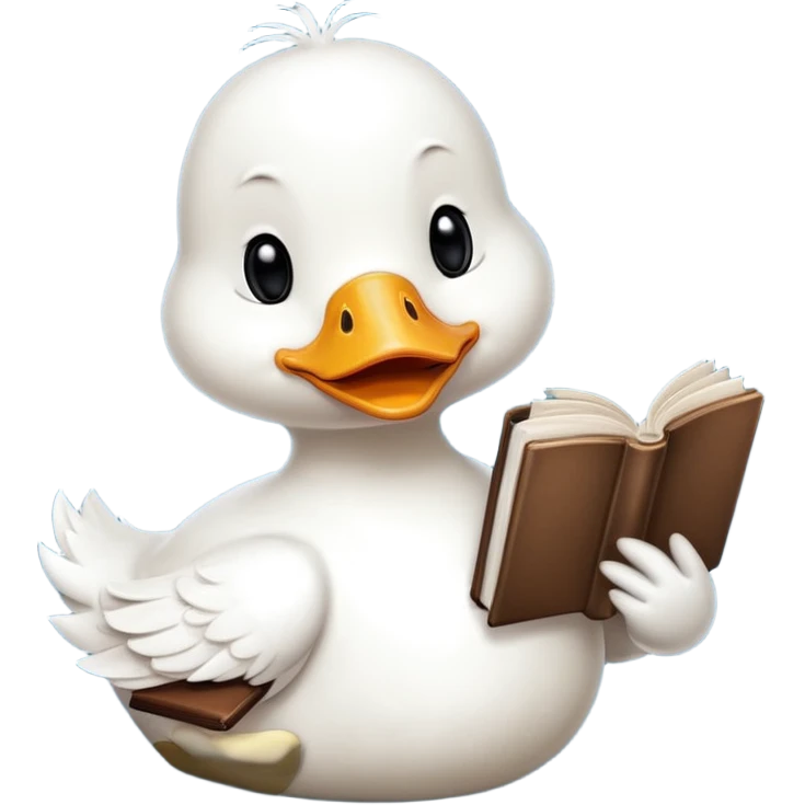 white duck holding book emoji
