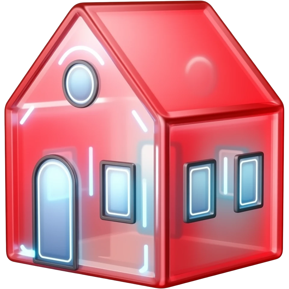 ícone casa vermelho scarlat vidro neon brilhante emoji