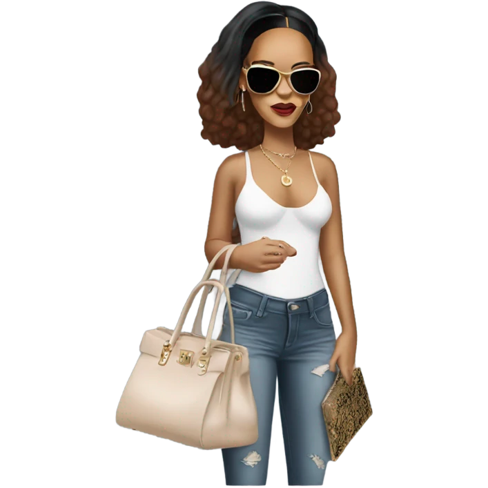Rihanna holding a bag emoji