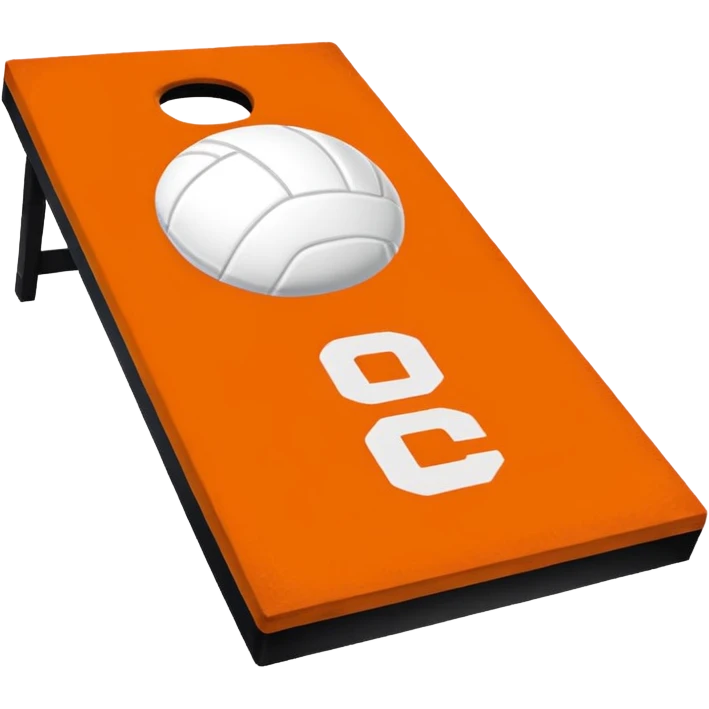 Cornhole emoji with a volleyball ball at the end of it emoji