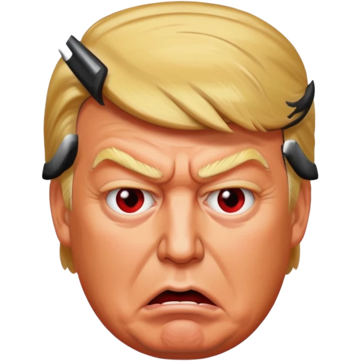 Donald Trump is vey very very furious. Red with anger. photorealistic emoji