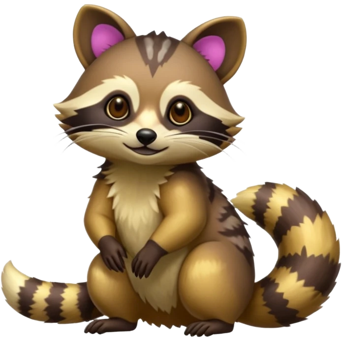 Colorful neon-colored tropical exotic shiny beautiful fantasy-Cacomistle-tanuki-genet-oncilla-animal-hybrid (full body) emoji