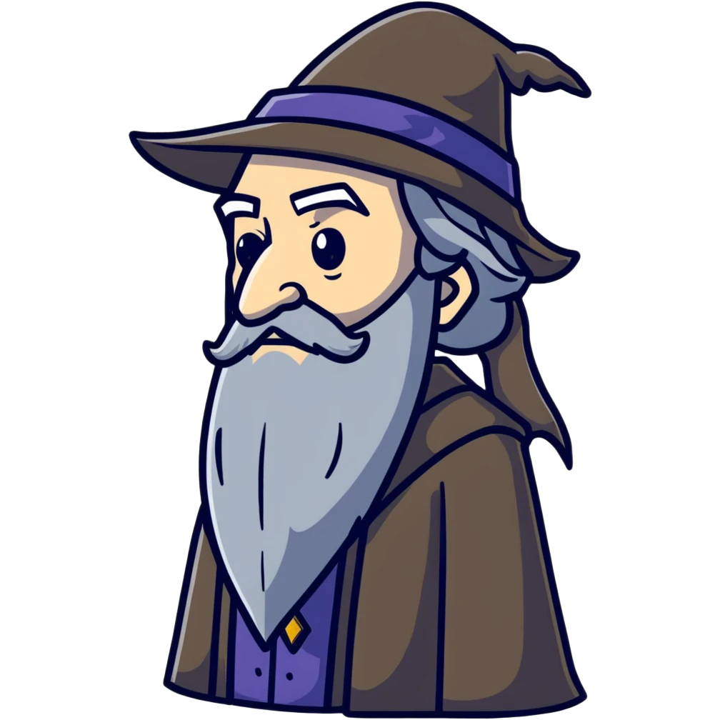 sad Professor Dumbledore side view with tear emoji