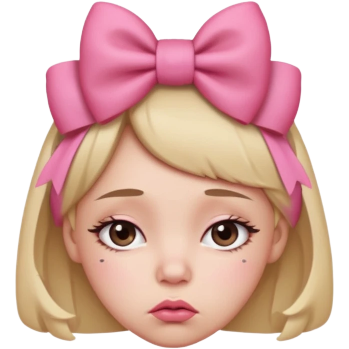 Pouting emoji with pink bow on head emoji