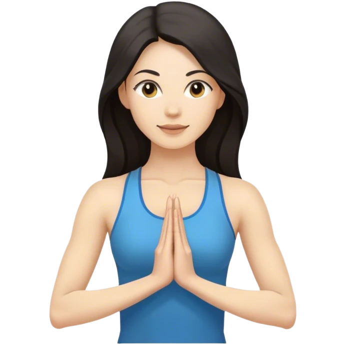 Female Yoga teacher, dark long hair, upper body emoji